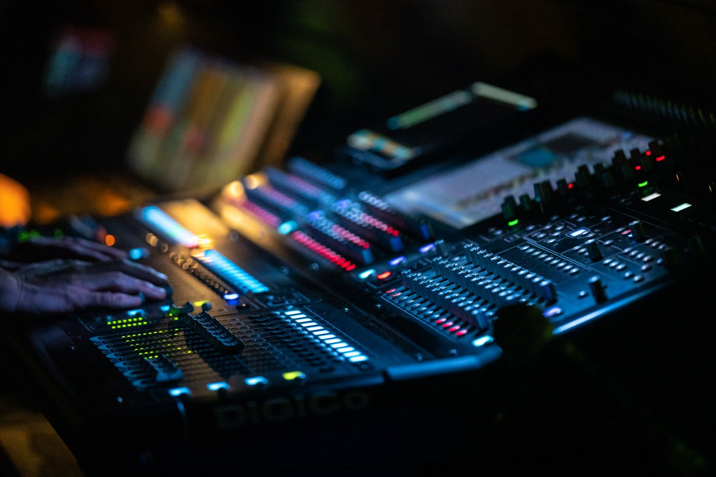 Stock photograph of illuminated sound controls